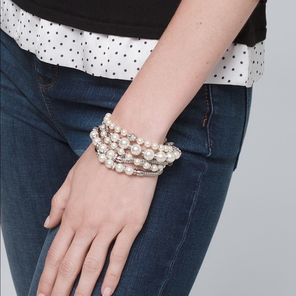 NWT | WHBM | Glass Pearl Stretch Bracelets - Picture 7 of 7